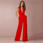 Helena - Wijde broeken effen casual lange jumpsuits - Visconte