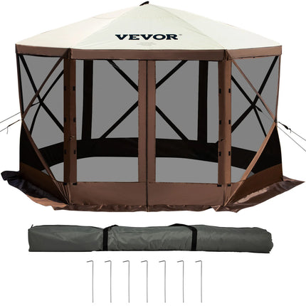 VEVOR Pop-up Camping Gazebo Camping Afdekking 6-zijdig 12' x 12' / 10' x 10' Zonnebescherming Tent & Luifel Camping & Wandelen | VEVOR Camping Gazebo 6-zijdig 12x12/10x10 | Ruime Pop-up Tent Waterdicht | Zomer Paviljoen voor Buitengebruik