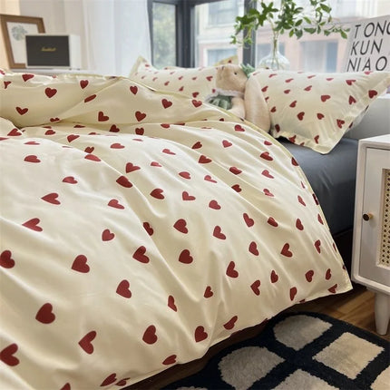 Twin Full Queen Dekbedovertrek | Koreaanse Stijl | Zachte Stof | Slaapkamer Set | Hartontwerp | Machinewasbaar | Schattig Design | Hoogwaardig & Comfortabel Beddengoed | Geschikt Voor Kinderen & Volwassenen | Verschillende Maten Verkrijgbaar