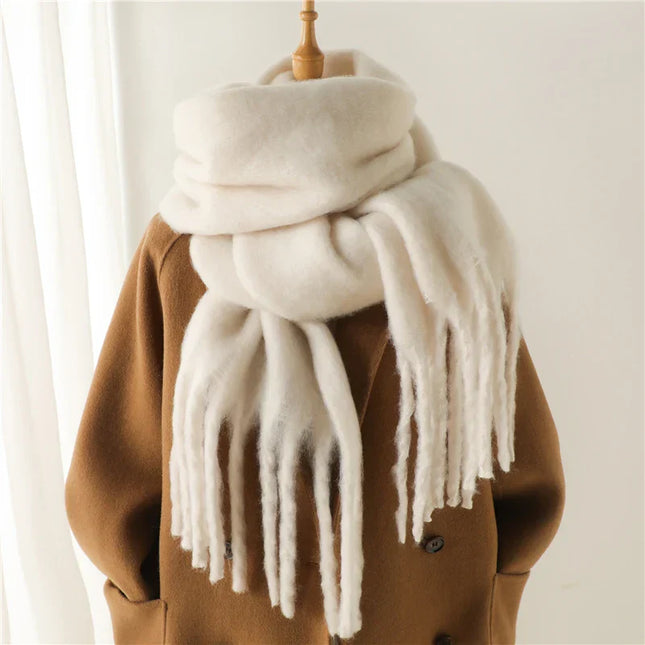 Velucci Winter Sjaal Kasjmierlook Imitatie | Grote Kwasten | Luxe & Warme Dames Sjaal 240x38 cm | Herfst & Winter Accessoire