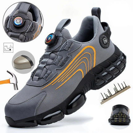 Ademende Velcro Veiligheidsschoenen Heren | Flexibel & Lichtgewicht | Aluminium Neus | Antislipzool | Comfortabel | Zwart/Grijs | Maat 39-46