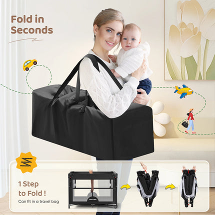 5-in-1 Babybed Reisset Combinatie Babybed met Matras, Hoogteverstelling, Opvouwbaar als Veranderende Tafel en Speelpaneel | 5-in-1 Babybed Reisset Matras Verstelbaar | Opvouwbaar Babybedje | Reiscampingbedje Baby Kinderbedje Matras