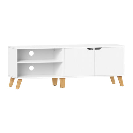 VASAGLE Lage kast TV-wardrobe, Lang 140cm, voor televisie tot 65 inch | VASAGLE TV Meubel 140 cm Modern Witte Kleur | Magnetisch Deur | Verstelbare Planken | TV Kast Tot 50 Kg Belastbaarheid