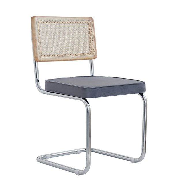 EGOONM Set van 2 Retro Eetkamerstoelen Plastic Rotan Stoelen Huis Slaapkamer Bureau Rugleuning Kruk Boog Computer Kantoor Beklede Zitting | EGOONM 2 Stoelen Set Velvet Zitting Rotan Rugleuning Metaal Frame 150kg