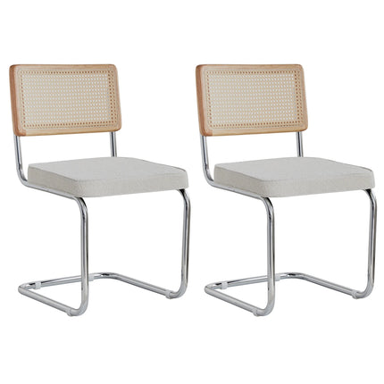 EGOONM Set van 2 Retro Eetkamerstoelen Plastic Rotan Stoelen Huis Slaapkamer Bureau Rugleuning Kruk Boog Computer Kantoor Beklede Zitting | EGOONM 2 Stoelen Set Velvet Zitting Rotan Rugleuning Metaal Frame 150kg