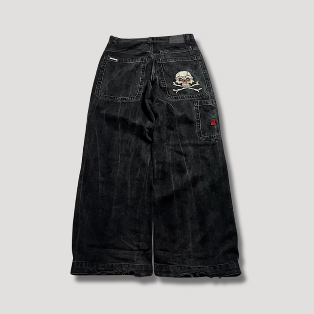 Dames Jeans | Zwarte Wijdvallende Baggy Broek | Retro Stijl | Hoge Taille | Comfortabele Pasvorm | Duurzaam Denim | Veelzijdige Look | Makkelijk Te Stylen | Perfect Voor Casual En Elegante Outfits | Trendy Tijdloze Mode |