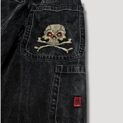 Dames Jeans | Zwarte Wijdvallende Baggy Broek | Retro Stijl | Hoge Taille | Comfortabele Pasvorm | Duurzaam Denim | Veelzijdige Look | Makkelijk Te Stylen | Perfect Voor Casual En Elegante Outfits | Trendy Tijdloze Mode |