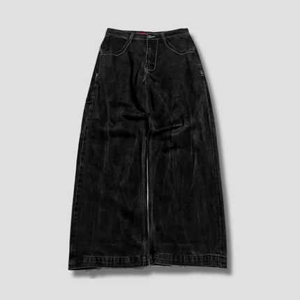 Dames Jeans | Zwarte Wijdvallende Baggy Broek | Retro Stijl | Hoge Taille | Comfortabele Pasvorm | Duurzaam Denim | Veelzijdige Look | Makkelijk Te Stylen | Perfect Voor Casual En Elegante Outfits | Trendy Tijdloze Mode |