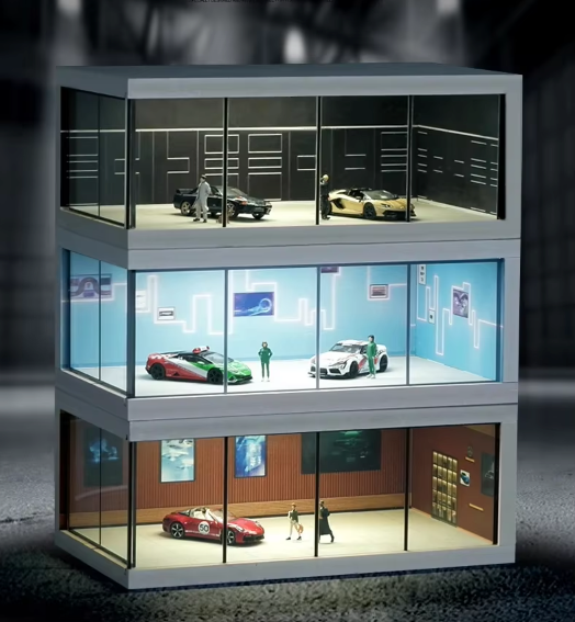 Interactieve Garage | Luxe Display voor Speelgoedauto's | LED-Verlichting | Creatieve Opslagoplossing voor Miniaturen | Inclusief USB Kabel | Duurzaam en Kindvriendelijk | Perfect Cadeau voor Autoverzamelaars | GaragePro™