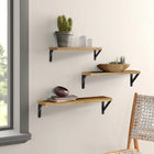 DayPlus Drijvende Planken 3 Stuks Wandplank Hout en Metaal, Wandplanken voor Opslag, Rustieke Metalen Draad, voor Thuis, Kantoor | Set van 3 Wandplanken Hout Metaal | Stevig & Decoratief | 14kg Draagvermogen