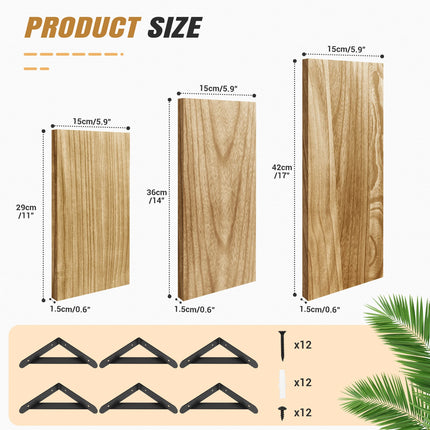 DayPlus Drijvende Planken 3 Stuks Wandplank Hout en Metaal, Wandplanken voor Opslag, Rustieke Metalen Draad, voor Thuis, Kantoor | Set van 3 Wandplanken Hout Metaal | Stevig & Decoratief | 14kg Draagvermogen