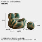 Bauhaus Ontwerpstijlen,Mom's Embrace Sofa, Moderne Gestreepte Bean - Bag Sofa met Ottoman, Gezellig & Stijlvol Woonkamer Meubilair | TINGFANG Velvet L-vormige Sofa| Moderne Scandinavische Stijl| Ottoman| Gezellig Woonkamerset