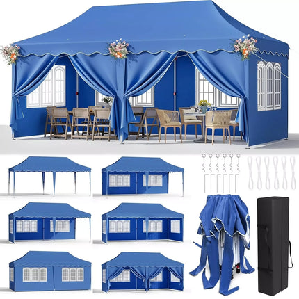 Heavy Duty Opvouwbare Paviljoen 3x6m Tuintent Pop-up Waterdicht Tuinfeest Tenten | Waterdichte Opvouwbare Paviljoen 3x6m UV50+ | Met Zijwanden | Stabiel Frame | 420D Oxford Stof | Geschikt Voor Tuinactiviteiten