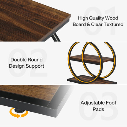 Tribesigns Eindtafel, Smalle Eindtafel met 3 Opbergrekken, Houten Bijzettafel, Industriële Kleine Bank Bijzettafel | Retro Bijzettafel Tribesigns | Industrieel Design | Smal Ontwerp | 3 Planken | Hout en Metaal
