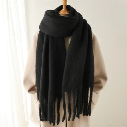 Velucci Winter Sjaal Kasjmierlook Imitatie | Grote Kwasten | Luxe & Warme Dames Sjaal 240x38 cm | Herfst & Winter Accessoire