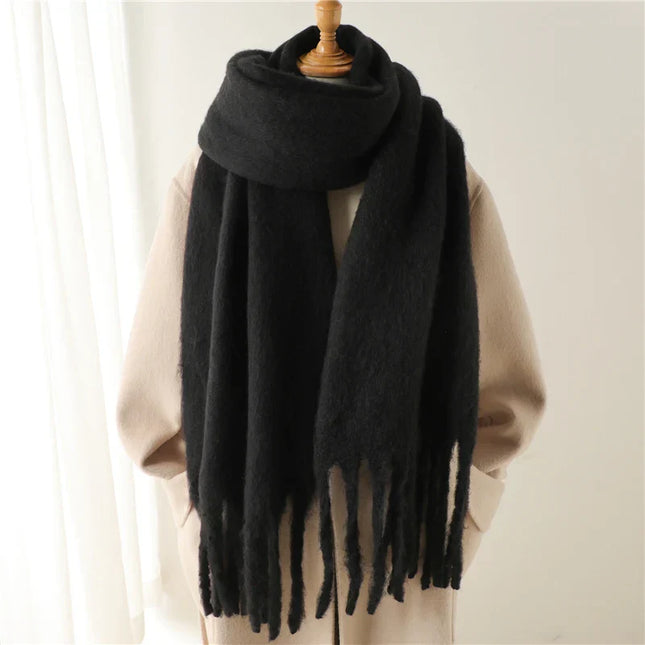 Velucci Winter Sjaal Kasjmierlook Imitatie | Grote Kwasten | Luxe & Warme Dames Sjaal 240x38 cm | Herfst & Winter Accessoire