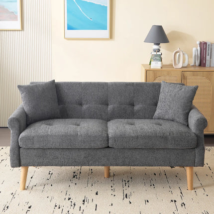 2-Zits Bank van Stof met Dikke Kussens, Modern Design | Chenille 2-Zitsbank | Comfortabel Kleinschalig Sofa | Ergonomisch Ontwerp | Massief Houten Poten | Ideaal voor Compacte Ruimtes