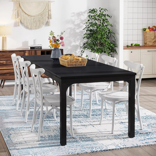 78,7 Inch Lange Eettafel voor 6-8 Personen, Grote Rechthoekige Houten Eettafel, Eettafel (Alleen Tafel) (Zwart) | Moderne Eettafel Zwart 200cm | Grote Houten Tafel voor 6-8 Personen | Assembleerbare Rechthoekige Eettafel