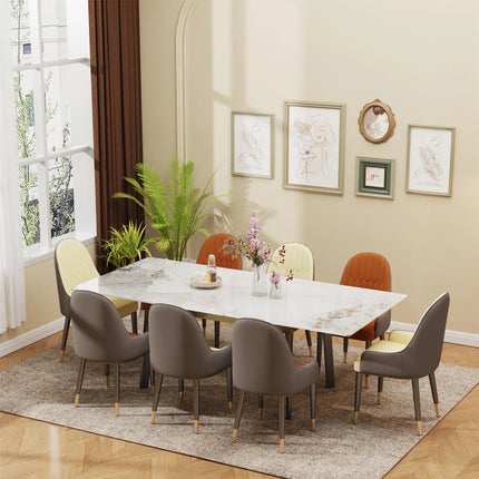 Uitschuifbare Eettafel Marmeren Blad en Metalen Frame Rechthoekige Moderne Meubels Geen Stoelen | Uitschuifbare Eettafel Marmerlook Landelijke Tafel Blad 180x85x79cm Moderne Stijl Zonder Stoelen