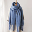 Velucci Winter Sjaal Kasjmierlook Imitatie | Grote Kwasten | Luxe & Warme Dames Sjaal 240x38 cm | Herfst & Winter Accessoire