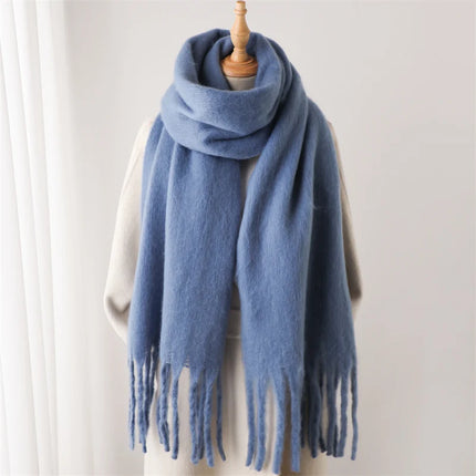 Velucci Winter Sjaal Kasjmierlook Imitatie | Grote Kwasten | Luxe & Warme Dames Sjaal 240x38 cm | Herfst & Winter Accessoire