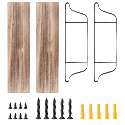 Grote Rustieke Industriële Pijp Wandplank 2-Lagen Houten Metalen Display Opslag Rek | Rustieke Wandplank Hout IJzer Dubbel Wandreksel 60x15x51.5cm | Geschikt Badkamer Keuken Woonkamer | Eenvoudige Installatie