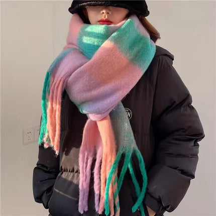 Scarvello | Regenboog Cashmere Dames Sjaal | Warme Zachte Dikke Winteraccessoire | Modieuze Grote Kleurrijke Wollen Sjaal | 38x230cm