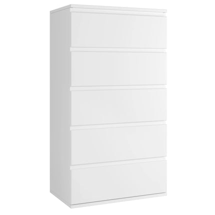 Getone Ladekast Slaapkamer, Hoge Opbergkast met 5 Lades, Slaapkamer Dressoir, 55x33x100cm, Wit | Getone Slaapkamer Ladekast | Hoge Moderne Opbergkast | 5 Lades | 55x33x100cm | Minimalistisch Design | Wit Hout