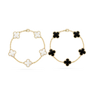 Dubai Armband Duo | Zwart Wit Klaver | Elegante Sieraden Set | Verfijnde Luxe Stijl | Goud Accent Accessoires | Modieuze Statement Armbanden | Tijdloze en Veelzijdige Look | Perfecte Balans en Contrast | Must-Have Accessoire voor Elke Gelegenheid