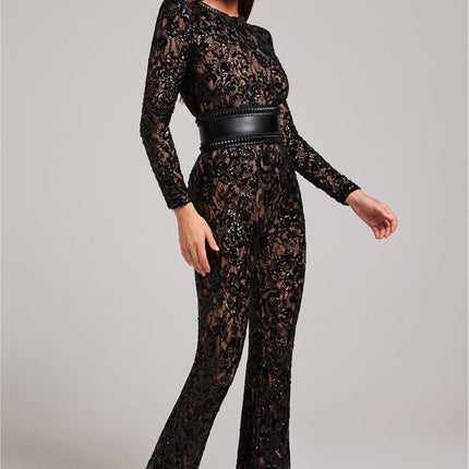 Jumpsuit Vrouwen | Juliette Luxe Stof V-hals | Elegante Pasvorm | Bruiloften Cocktail Party | Chique Taille | Machinewasbaar