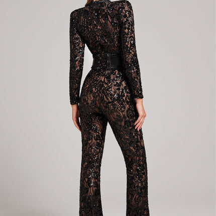 Jumpsuit Vrouwen | Juliette Luxe Stof V-hals | Elegante Pasvorm | Bruiloften Cocktail Party | Chique Taille | Machinewasbaar