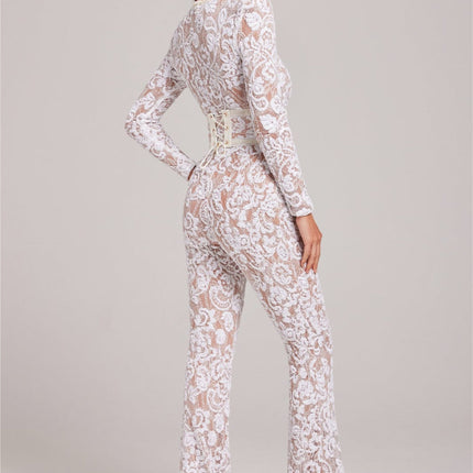 Jumpsuit Vrouwen | Juliette Luxe Stof V-hals | Elegante Pasvorm | Bruiloften Cocktail Party | Chique Taille | Machinewasbaar