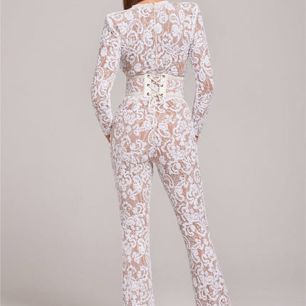 Jumpsuit Vrouwen | Juliette Luxe Stof V-hals | Elegante Pasvorm | Bruiloften Cocktail Party | Chique Taille | Machinewasbaar
