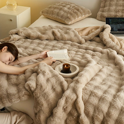Zachte Luxe Dubbele Fleece Dekens | Comfortabel Warm Faux Rabbit Ontwerp | Perfect voor Slaapkamer Bank Auto | Alle Seizoenen
