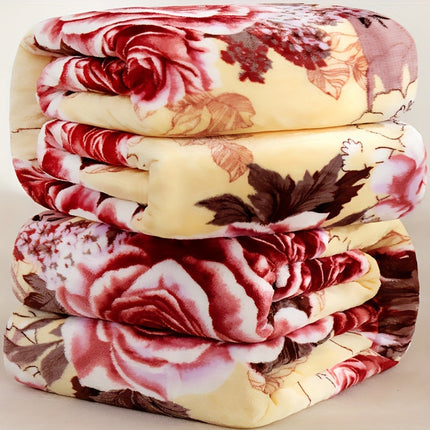 Flanellen Pluche Deken | Zachte Warmte voor Alle Seizoenen | 100% Polyester Flanel | Stijlvol Bloemenmotief | Slaapkamer Elegantie | Comfortabel en Lichtgewicht | Geschikt voor Winter en Zomer | Blauw | Gebreid | 160-180g