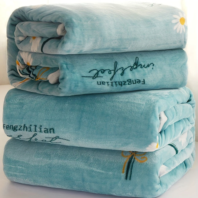 Flanellen Pluche Deken | Zachte Warmte voor Alle Seizoenen | 100% Polyester Flanel | Stijlvol Bloemenmotief | Slaapkamer Elegantie | Comfortabel en Lichtgewicht | Geschikt voor Winter en Zomer | Blauw | Gebreid | 160-180g