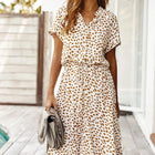 Dames Midi Jurk met Korte Mouwen en Print - Visconte