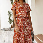 Dames Midi Jurk met Korte Mouwen en Print - Visconte