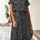 Dames Midi Jurk met Korte Mouwen en Print - Visconte