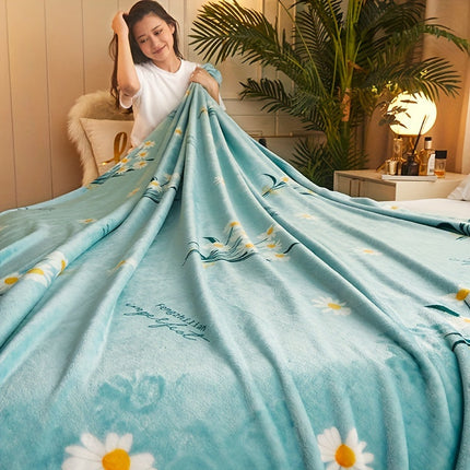 Flanellen Pluche Deken | Zachte Warmte voor Alle Seizoenen | 100% Polyester Flanel | Stijlvol Bloemenmotief | Slaapkamer Elegantie | Comfortabel en Lichtgewicht | Geschikt voor Winter en Zomer | Blauw | Gebreid | 160-180g