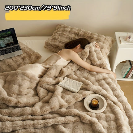 Zachte Luxe Dubbele Fleece Dekens | Comfortabel Warm Faux Rabbit Ontwerp | Perfect voor Slaapkamer Bank Auto | Alle Seizoenen