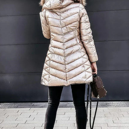 Donsjas voor Vrouwen | Warme Winterjas met Luxueuze Bontkraag | Getailleerde Pasvorm | Isolerend Dons | Waterafstotend | Stijlvolle Damesjas