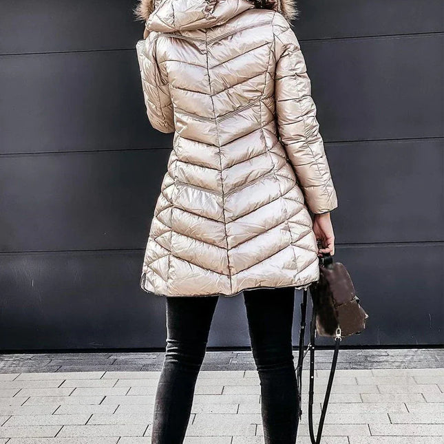 Donsjas voor Vrouwen | Warme Winterjas met Luxueuze Bontkraag | Getailleerde Pasvorm | Isolerend Dons | Waterafstotend | Stijlvolle Damesjas