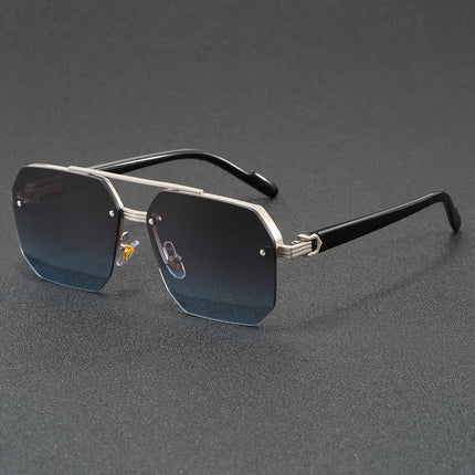 Halfrandloze Zonnebril Dames | Modieuze Accessoire | Lichtgewicht Zinklegering | PC Lenzen | Elegant Design | Voor Zomer & Stadse Looks | Stijlvol Cadeau | Ontspanning & Vakantie | Casual Chique