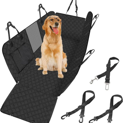 Autobeschermingstovert voor Honden | 4-in-1 Beschermdoek met Zijpanelen en Venster | Waterdichte Antislip Hondendeken | Veiligheidsriem | Geschikt voor Auto, Bestelwagen en SUV | 137x147 cm