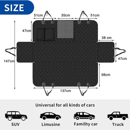 Autobeschermingstovert voor Honden | 4-in-1 Beschermdoek met Zijpanelen en Venster | Waterdichte Antislip Hondendeken | Veiligheidsriem | Geschikt voor Auto, Bestelwagen en SUV | 137x147 cm