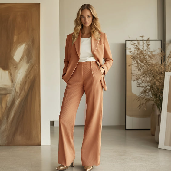 Dames Tweedelige Set | Blazer en Broek | Regular Fit | Stijlvol en Duurzaam | Kaliyah Collectie | Tijdloos Design | Maat L | Belle Couture