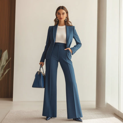 Dames Tweedelige Set | Blazer en Broek | Regular Fit | Stijlvol en Duurzaam | Kaliyah Collectie | Tijdloos Design | Maat L | Belle Couture