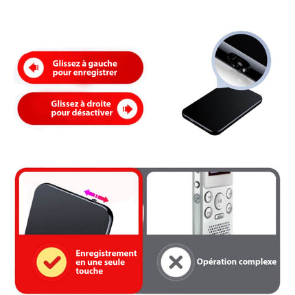 Ultradunne Microfoon Recorder | Slank Ontwerp | Hoge Kwaliteit Geluidsopname | 50 Uur Batterijduur | 8GB Geheugen | WAV Formaat