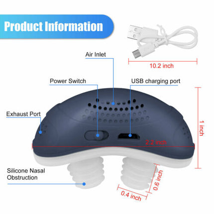 Micro CPAP apparaat anti-snurken | Compact & draagbaar | Slaapapneu hulp voor op reis | Medische siliconen neusplug | Fluisterstil | Verbeterde slaapkwaliteit | Oplaadbaar | Lichtgewicht ontwerp | Geschikt voor lichte snurkers | Universeel gebruik